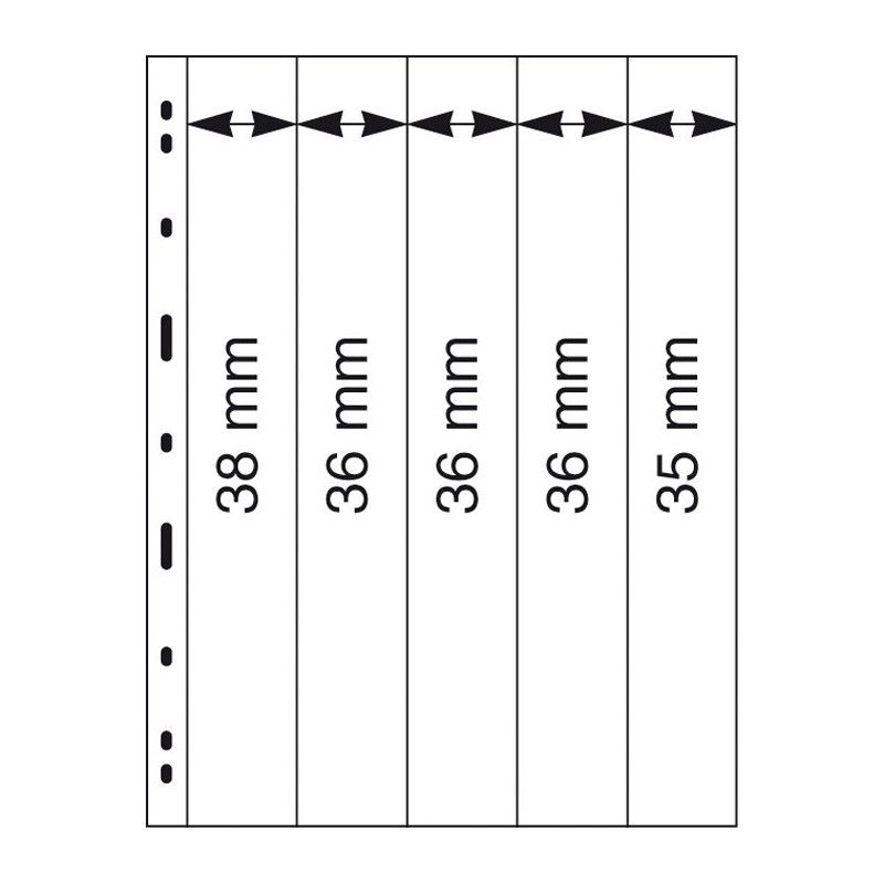 Feuilles Uniplate Lindner noires à 5 bandes pour roulettes de timbres-postes.