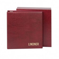 Reliure luxe Uniplate Lindner bordeaux avec boitier de protection.