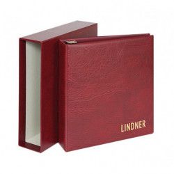 Reliure luxe Uniplate Lindner bordeaux avec boitier de protection.