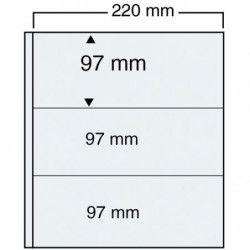 Feuilles transparentes compact A4 Safe à 3 bandes pour carnets de timbres.