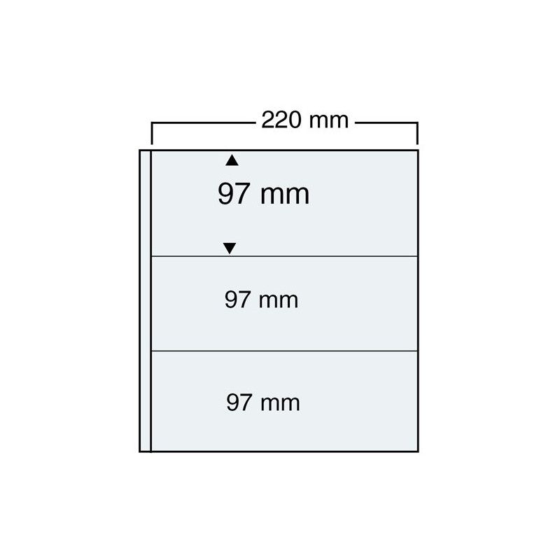 Feuilles transparentes compact A4 Safe à 3 bandes pour carnets de timbres.