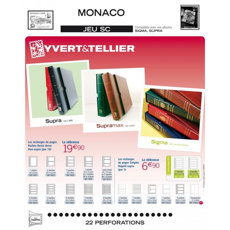 Jeux SC timbres de Monaco 1995-1999 avec pochettes de protection.
