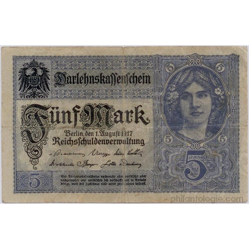 Allemagne 5 billets de banque anciens.