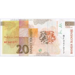 Slovénie 5 billets de banque neufs.