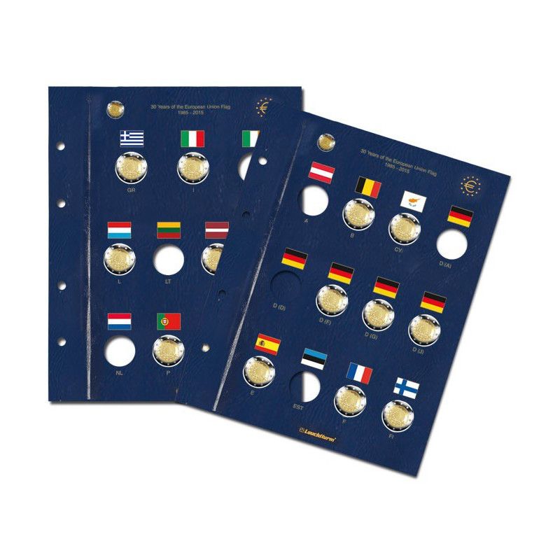 Feuilles Vista pour 2 euros commémoratives 30 ans du drapeau européen.