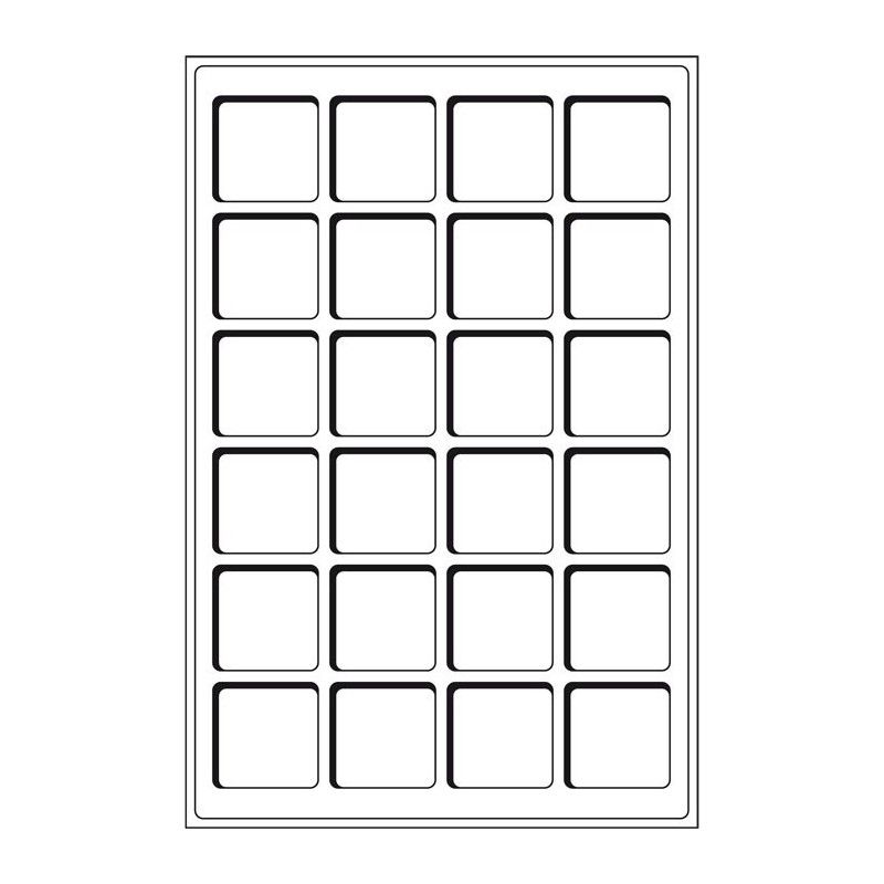 Plateaux numismatiques Leuchtturm format L à 24 cases carrées.