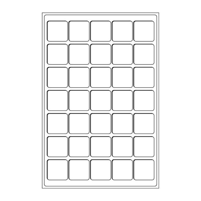 Plateaux numismatiques Leuchtturm format L à 35 cases carrées.