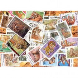 Tigres 25 timbres thématiques tous différents.