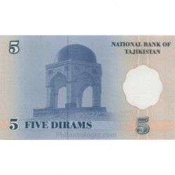Tadjikistan 5 billets de banque neufs.
