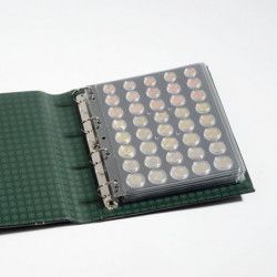 Feuilles en plastiques Encap, transparentes pour 5 séries d'euros sous capsules.