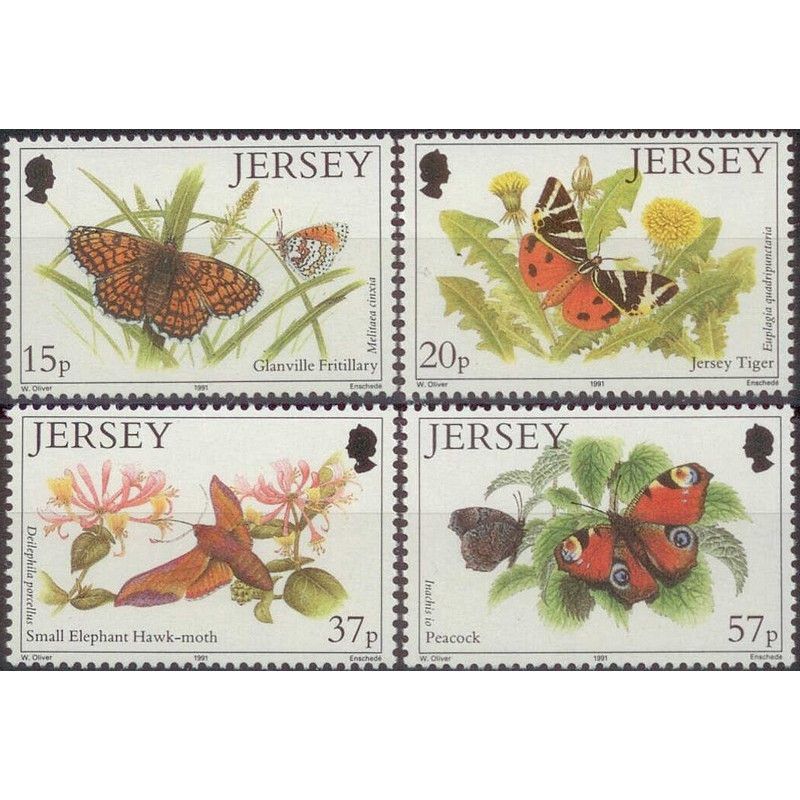 Jersey Papillons timbres N°543-546 série neuf**.