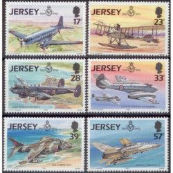 Jersey Histoire de l'aviation timbres N°609-614 série neuf**.