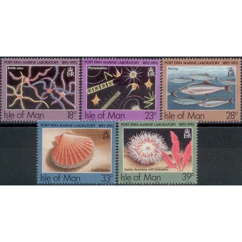 Île de Man Faune marine timbres N°541-545 série neuf**.