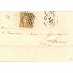 Cérès N°1c bistre-verdâtre oblitéré grille sur pli local 1851.