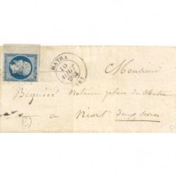 Présidence N°10 grand Bdf oblitéré PC1921 Matha sur pli de 1853.