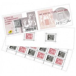 Carnet mixte de 14 timbres 140 ans du type Sage N°1523.