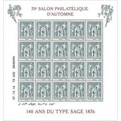 Feuillet de 20 timbres 140 ans du type Sage F5094 neuf**.