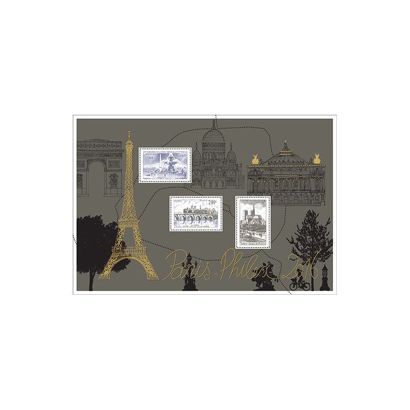 Feuillet de 3 timbres Paris-Philex doré F5048 neuf**.