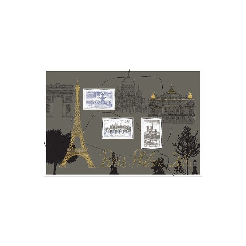 Feuillet doré de 3 timbres Paris-Philex N°F5048 neuf**.