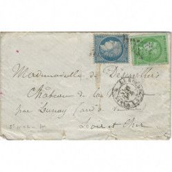 Affranchissement septembre 1871, timbres de France N°42B+37 sur lettre.
