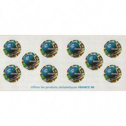 Carnet de 10 timbres Coupe du monde France 1998.