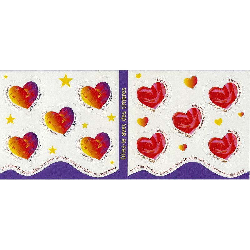 Carnet de timbres Saint Valentin - Cœurs de 1999.