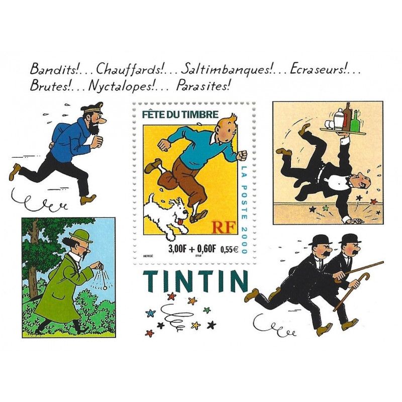 Bloc-feuillet de timbre N°28 Tintin neuf**.