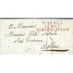 Marque postale Franchise POSTE SENAT CONSERVATEUR sur lettre daté 1806.