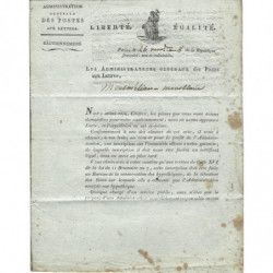Marque postale Franchise SERVICE DES POSTES sur imprimé de l'An 8. R
