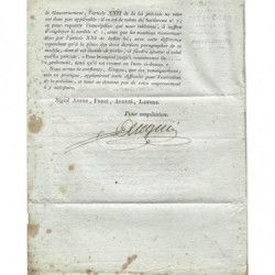 Marque postale Franchise SERVICE DES POSTES sur imprimé de l'An 8. R