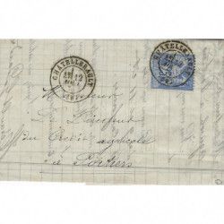 Type Sage N°68 oblitéré sur lettre de Châtellerault 12 août 1876.