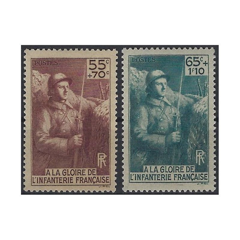 Infanterie Française timbres de France N°386-387 série neuf**.