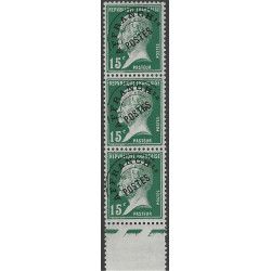 Timbre préoblitéré de France N°65 variété dans une bande de 3 neuf**.