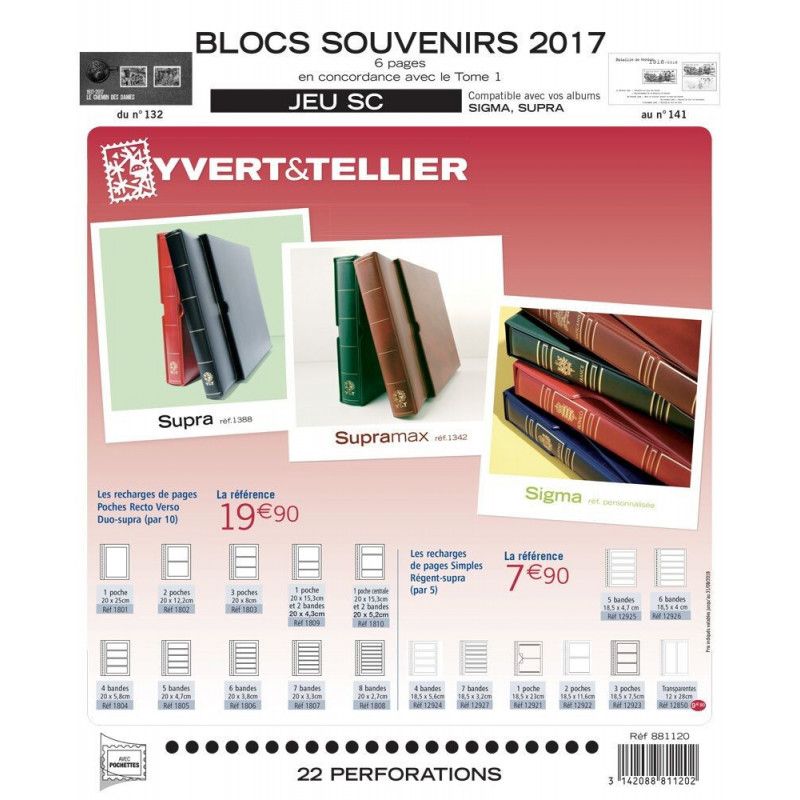 Jeux SC France blocs souvenirs 2017 avec pochettes de protection.