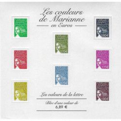 Bloc-feuillet de timbres N°67 Les valeurs de la lettre en Euros neuf**.