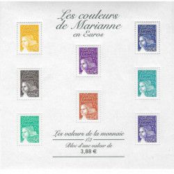 Bloc-feuillet de timbres N°44 Les valeurs de la monnaie en Euros neuf**.