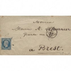 Empire non dentelé N°15 oblitéré sur lettre de Paris 1854.