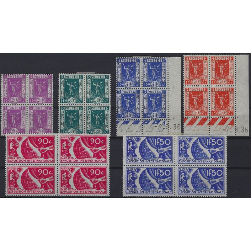 Expo internationale de Paris timbres de France N°322-327 bloc de 4 neuf** / *.