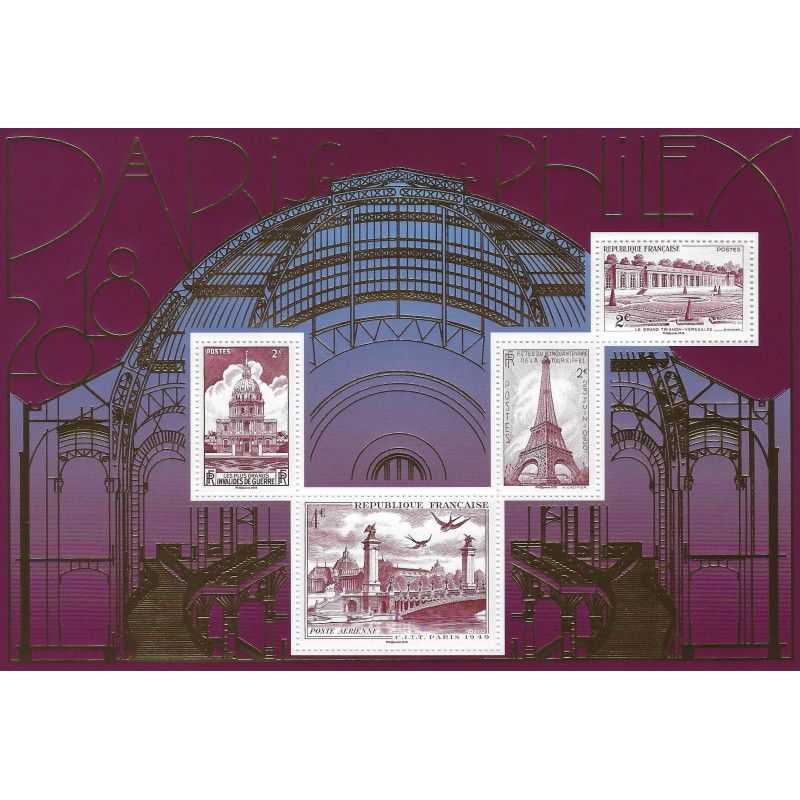 Feuillet doré de 4 timbres Paris-Philex N°F5222 neuf**.
