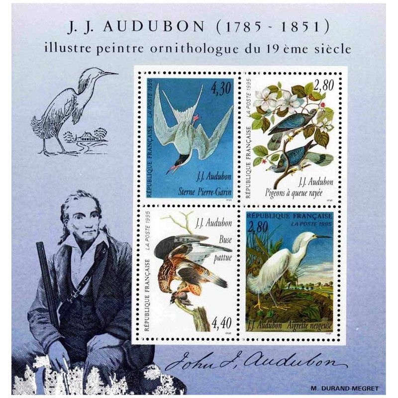 Bloc-feuillet de timbres N°18 Audubon neuf**.