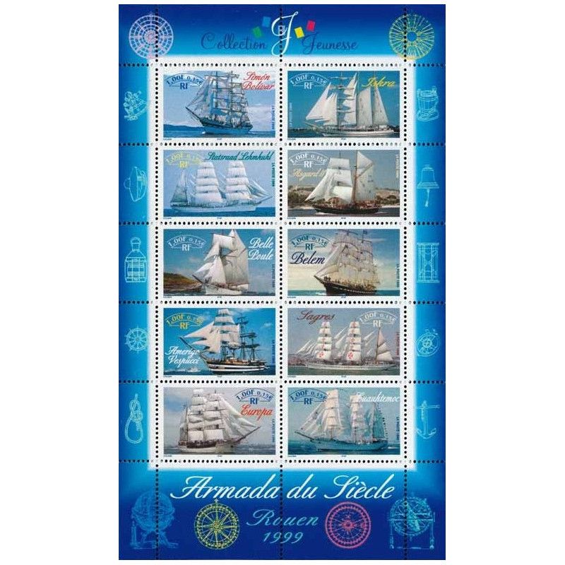 Bloc-feuillet de timbres N°25 Grands voiliers neuf**.