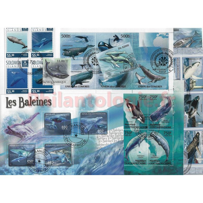 Baleines 25 timbres thématiques tous différents.