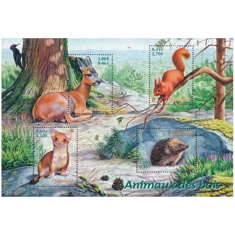 Bloc-feuillet de timbres N°36 Animaux des bois neuf**.