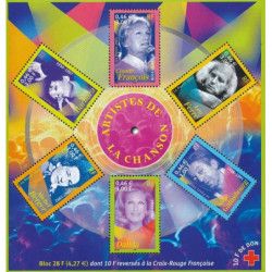Bloc-feuillet de timbres N°37 Artistes de la chanson neuf**.