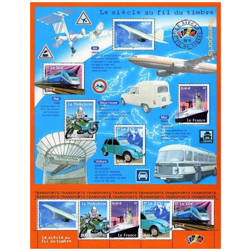 Bloc-feuillet de timbres N°47 Transports neuf**.