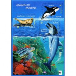 Bloc-feuillet de timbres N°48 Animaux marins neuf**.