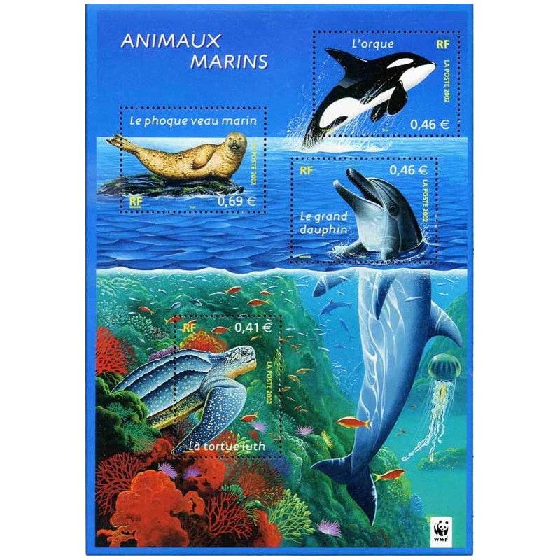 Bloc-feuillet de timbres N°48 Animaux marins neuf**.