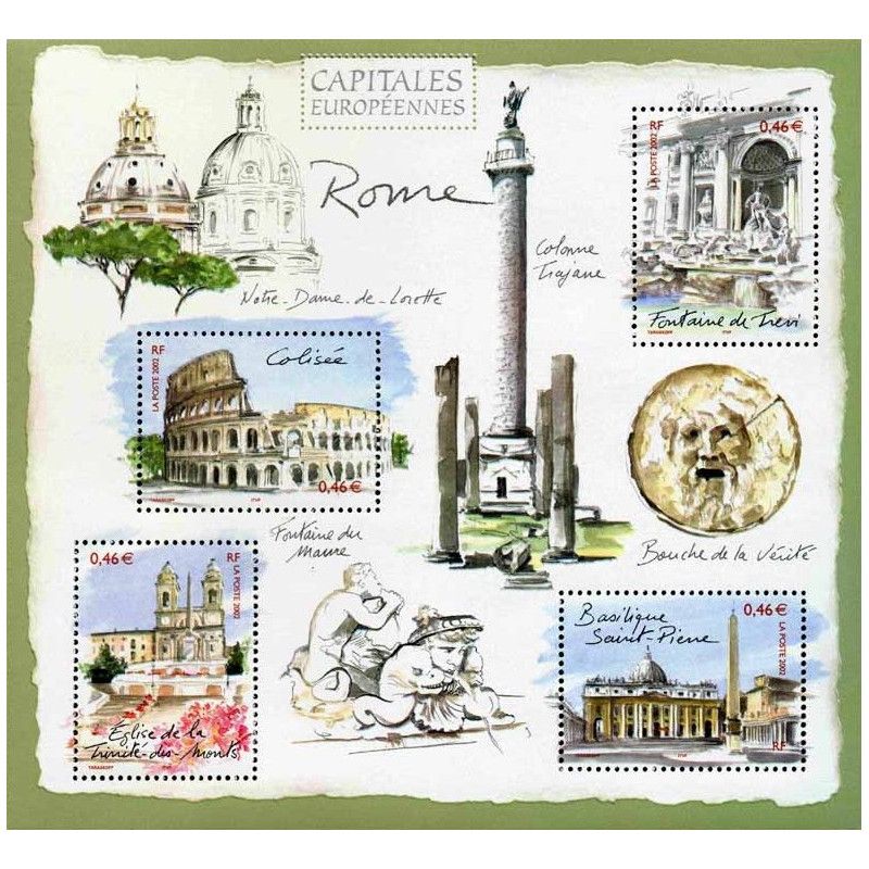 Bloc-feuillet de timbres N°53 Capitale européenne Rome neuf**.