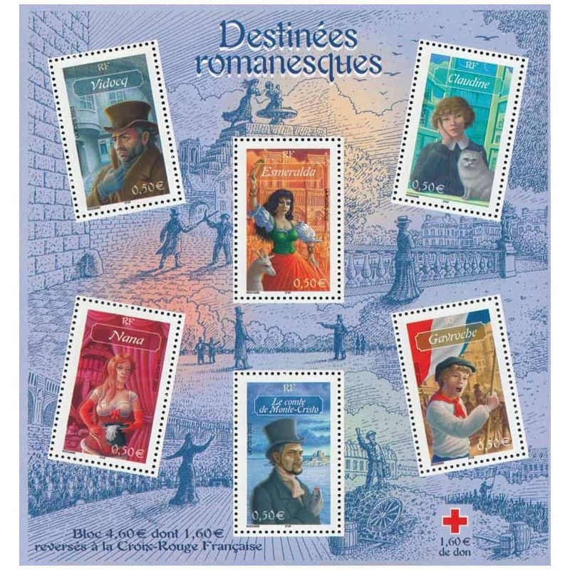 Bloc-feuillet de timbres N°60 Destinées romanesques neuf**.