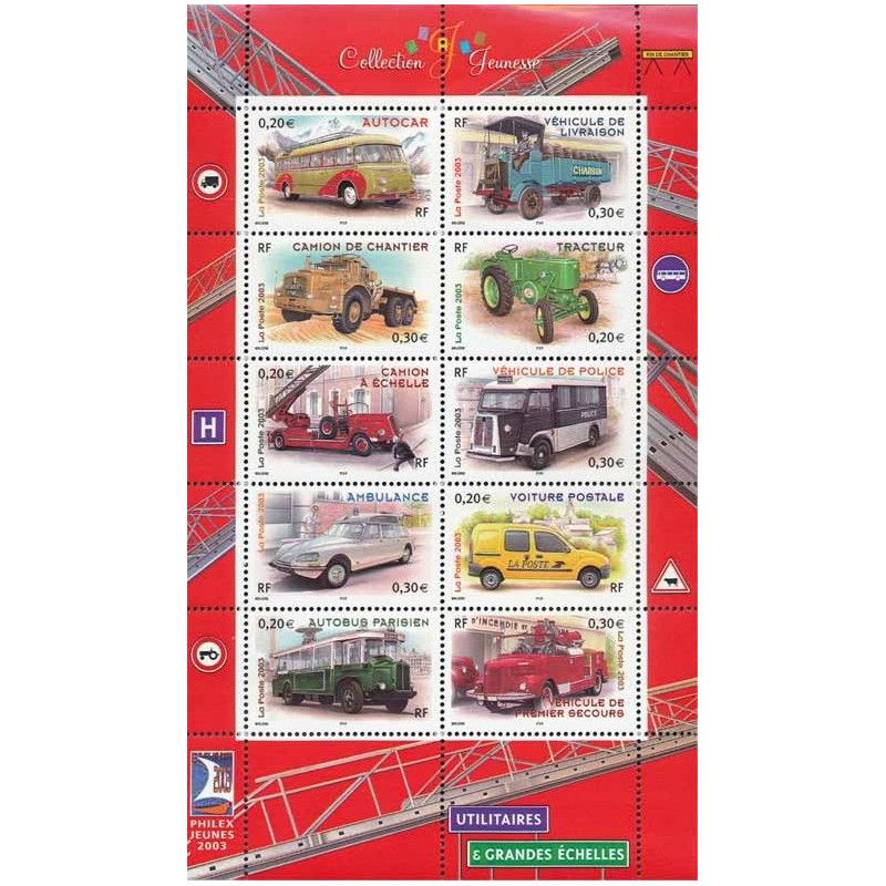 Bloc-feuillet de timbres N°63 Véhicules utilitaires neuf**.